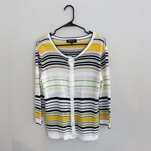 Jones New York Linen Striped Cardigan preppy casual chic